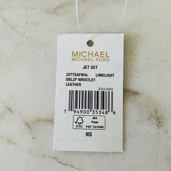 MICHAEL KORS Jet Set Lime Light Yellow Leather Double Zip Wallet Wristlet - Picture 7 of 7